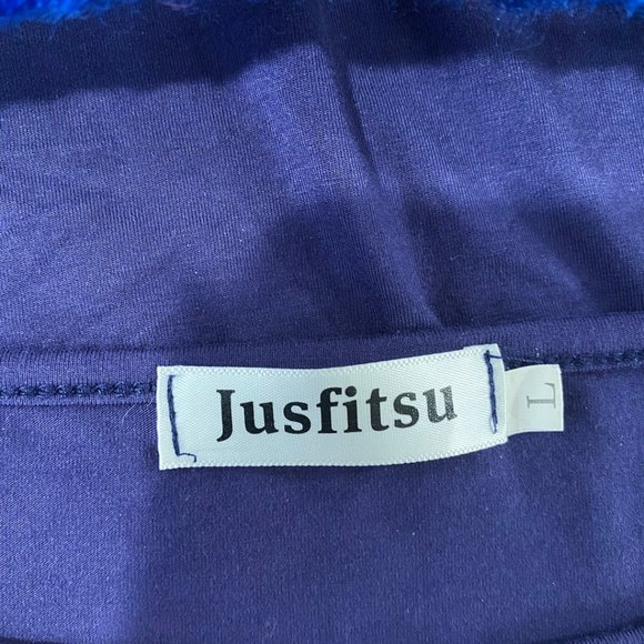 Justfitsu Womens Top Off The Shoulder Periwinkle Blue Long Sleeves Blouse L - Picture 2 of 5